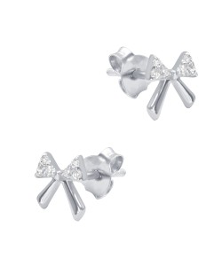 Lovely Bow Shaped Silver Stud Earring STS-6434